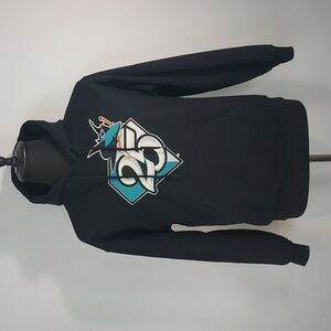 NHL San Jose Sharks 25th Anniversary Black Sweatshirt Hockey Hoodie Size Medium